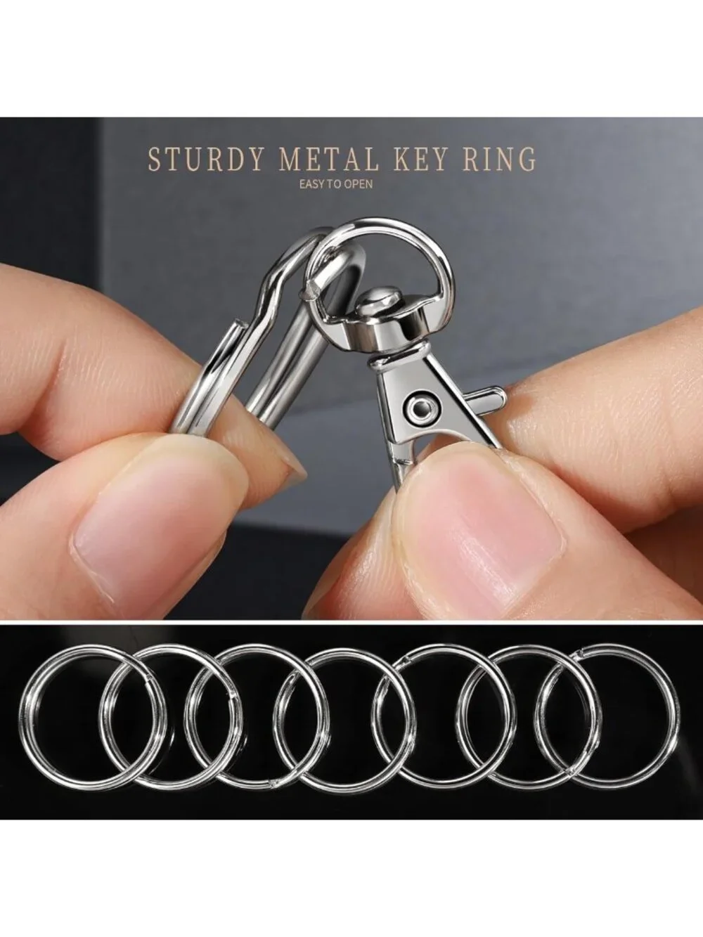 100PCS Keychain Clips & Rings Set - Lobster Claw Clasps, Craft Keychains & Hooks